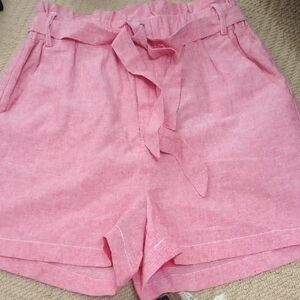 NWOT DRAPER JAMES High Waist Pink Linen/ Cotton Paper bag Shorts